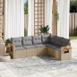vidaXL Juego de sofás jardín con cojines 6 pzas ratán sintético beige