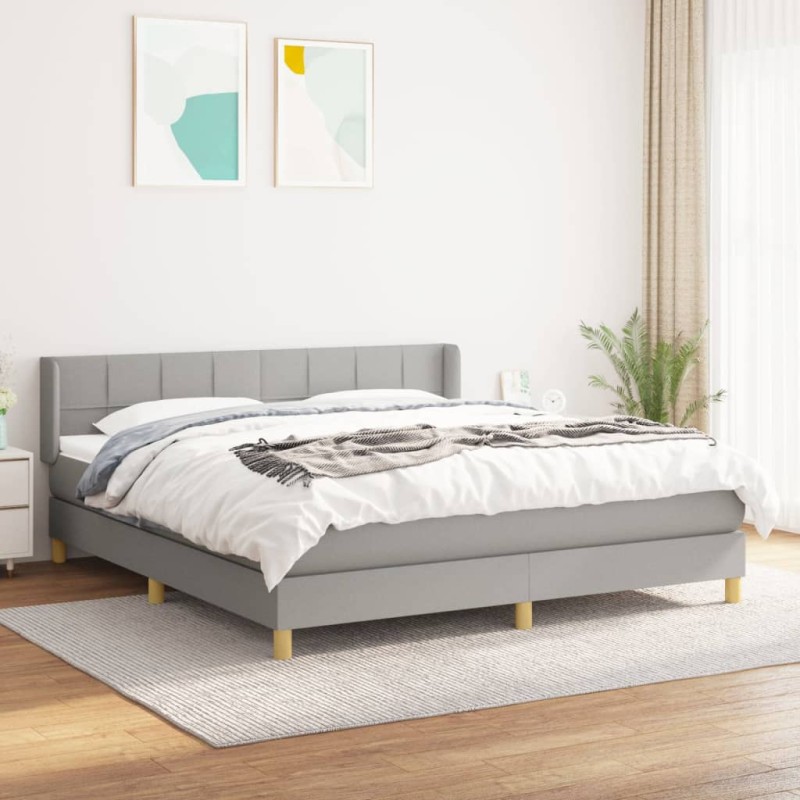 vidaXL Cama box spring con colchón tela gris claro 160x200 cm vidaXL Cama box spring con colchón tela gris claro 160x200 cm