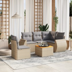 vidaXL Juego de sofás jardín con cojines 6 pzas ratán sintético beige