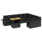 vidaXL Set de sofás de jardín 10 pzas cojines ratán sintético negro