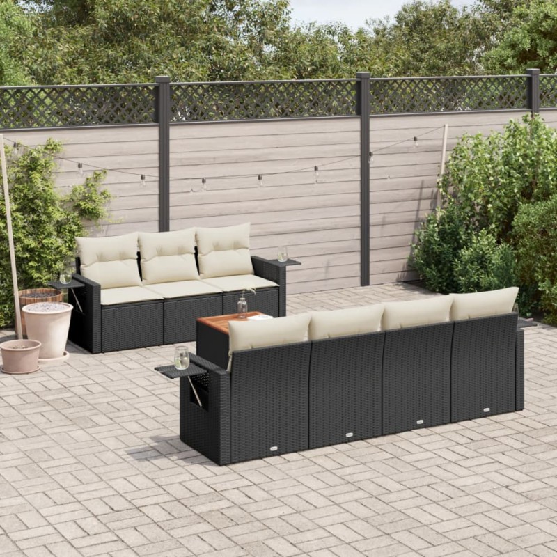 vidaXL Set de sofás de jardín 8 piezas y cojines ratán sintético negro vidaXL Set de sofás de jardín 8 piezas y cojines ratán sintético negro