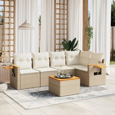 vidaXL Juego de sofás jardín con cojines 6 pzas ratán sintético beige