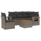 vidaXL Set de muebles de jardín 6 pzas y cojines ratán sintético gris vidaXL Set de muebles de jardín 6 pzas y cojines ratán sintético gris