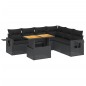 vidaXL Set de comedor de jardín 7 pzas y cojines ratán sintético negro vidaXL Set de comedor de jardín 7 pzas y cojines ratán sintético negro