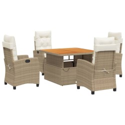 vidaXL Set comedor de jardín 5 pzas con cojines ratán sintético beige