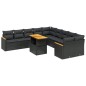 vidaXL Set de sofás de jardín 11 pzas y cojines ratán sintético negro vidaXL Set de sofás de jardín 11 pzas y cojines ratán sintético negro