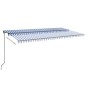 vidaXL Toldo retráctil manual con luz LED azul y blanco 600x300 cm vidaXL Toldo retráctil manual con luz LED azul y blanco 600x300 cm