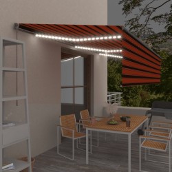 vidaXL Toldo retráctil manual con persiana y LED naranja y marrón 6x3m