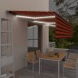 vidaXL Toldo retráctil manual con persiana y LED naranja y marrón 6x3m vidaXL Toldo retráctil manual con persiana y LED naranja y marrón 6x3m