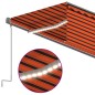 vidaXL Toldo retráctil manual con persiana y LED naranja y marrón 6x3m vidaXL Toldo retráctil manual con persiana y LED naranja y marrón 6x3m