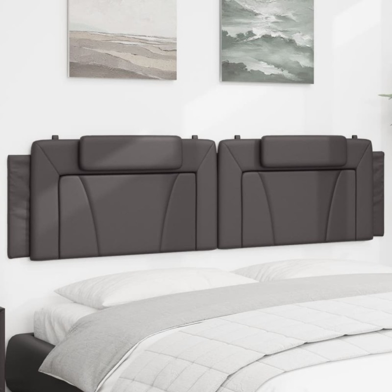 vidaXL Cabecero de cama acolchado cuero sintético gris 200 cm