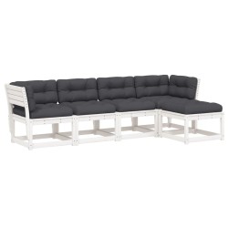 vidaXL Set sofás jardín 5 pzas con cojines madera maciza pino blanco
