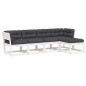 vidaXL Set sofás jardín 5 pzas con cojines madera maciza pino blanco vidaXL Set sofás jardín 5 pzas con cojines madera maciza pino blanco