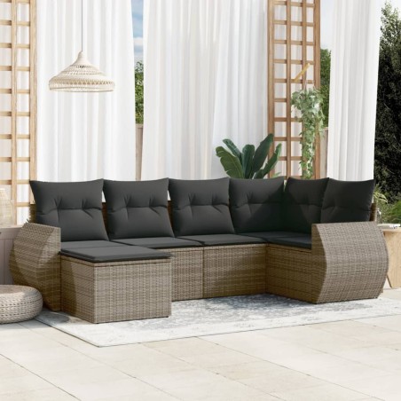 vidaXL Set de muebles de jardín 6 pzas y cojines ratán sintético gris