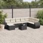 vidaXL Set de sofás de jardín 8 piezas y cojines ratán sintético negro vidaXL Set de sofás de jardín 8 piezas y cojines ratán sintético negro