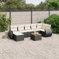 vidaXL Set de sofás de jardín 8 piezas y cojines ratán sintético negro