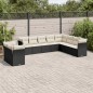 vidaXL Set de sofás de jardín 10 pzas cojines ratán sintético negro vidaXL Set de sofás de jardín 10 pzas cojines ratán sintético negro