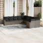 vidaXL Set de sofás de jardín 10 pzas con cojines ratán sintético gris vidaXL Set de sofás de jardín 10 pzas con cojines ratán sintético gris