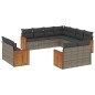 vidaXL Set de sofás de jardín 11 pzas y cojines ratán sintético gris vidaXL Set de sofás de jardín 11 pzas y cojines ratán sintético gris