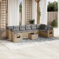 vidaXL Set de sofás de jardín 11pzas con cojines ratán sintético beige vidaXL Set de sofás de jardín 11pzas con cojines ratán sintético beige