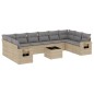 vidaXL Set de sofás de jardín 11pzas con cojines ratán sintético beige vidaXL Set de sofás de jardín 11pzas con cojines ratán sintético beige