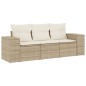 vidaXL Juego de sofás de jardín con cojines beige 3 pzas ratán PE vidaXL Juego de sofás de jardín con cojines beige 3 pzas ratán PE