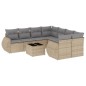 vidaXL Set de sofás de jardín 9 pzas con cojines ratán sintético beige vidaXL Set de sofás de jardín 9 pzas con cojines ratán sintético beige