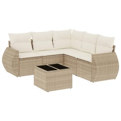 vidaXL Juego de sofás jardín con cojines 6 pzas ratán sintético beige