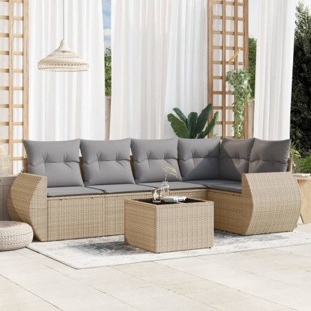 vidaXL Juego de sofás jardín con cojines 6 pzas ratán sintético beige