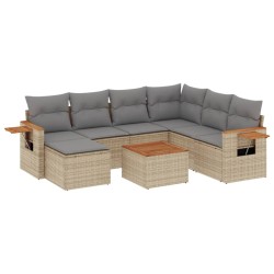 vidaXL Juego de sofás de jardín con cojines beige 8 pzas ratán PE