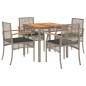 vidaXL Set comedor de jardín 5 piezas con cojines ratán sintético gris vidaXL Set comedor de jardín 5 piezas con cojines ratán sintético gris