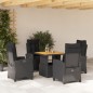 vidaXL Set de muebles jardín 5 pzas con cojines ratán sintético negro vidaXL Set de muebles jardín 5 pzas con cojines ratán sintético negro