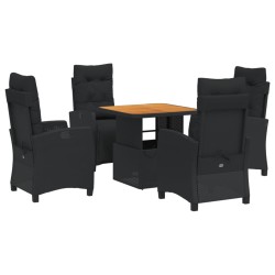 vidaXL Set de muebles jardín 5 pzas con cojines ratán sintético negro