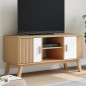 vidaXL Mueble de TV OLDEN madera maciza pino blanco marrón 114x43x57cm