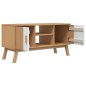 vidaXL Mueble de TV OLDEN madera maciza pino blanco marrón 114x43x57cm