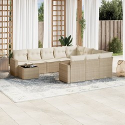 vidaXL Set de sofás de jardín 11pzas con cojines ratán sintético beige