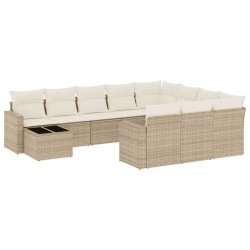 vidaXL Set de sofás de jardín 11pzas con cojines ratán sintético beige
