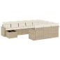 vidaXL Set de sofás de jardín 11pzas con cojines ratán sintético beige vidaXL Set de sofás de jardín 11pzas con cojines ratán sintético beige