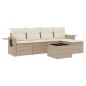 vidaXL Juego de sofás jardín con cojines 6 pzas ratán sintético beige vidaXL Juego de sofás jardín con cojines 6 pzas ratán sintético beige
