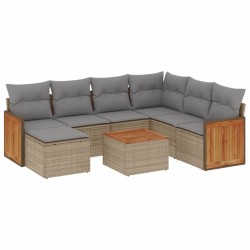 vidaXL Juego de sofás de jardín con cojines beige 8 pzas ratán PE