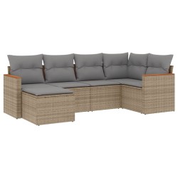 vidaXL Juego de sofás jardín con cojines beige mezcla 6 pzas ratán PE