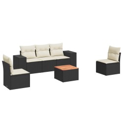 vidaXL Set de sofás de jardín 6 piezas y cojines ratán sintético negro