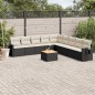 vidaXL Set de sofás de jardín 10 pzas cojines ratán sintético negro vidaXL Set de sofás de jardín 10 pzas cojines ratán sintético negro