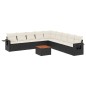vidaXL Set de sofás de jardín 10 pzas cojines ratán sintético negro vidaXL Set de sofás de jardín 10 pzas cojines ratán sintético negro