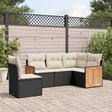 vidaXL Set de muebles de jardín 5 pzas y cojines ratán sintético negro