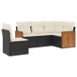 vidaXL Set de muebles de jardín 5 pzas y cojines ratán sintético negro
