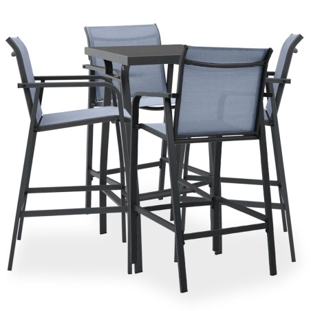 vidaXL Mesa alta y taburetes de bar de jardín 5 piezas negro y gris
