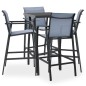 vidaXL Mesa alta y taburetes de bar de jardín 5 piezas negro y gris vidaXL Mesa alta y taburetes de bar de jardín 5 piezas negro y gris