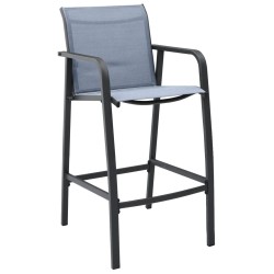 vidaXL Mesa alta y taburetes de bar de jardín 5 piezas negro y gris