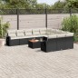vidaXL Set de sofás de jardín 12 piezas cojines ratán sintético negro vidaXL Set de sofás de jardín 12 piezas cojines ratán sintético negro